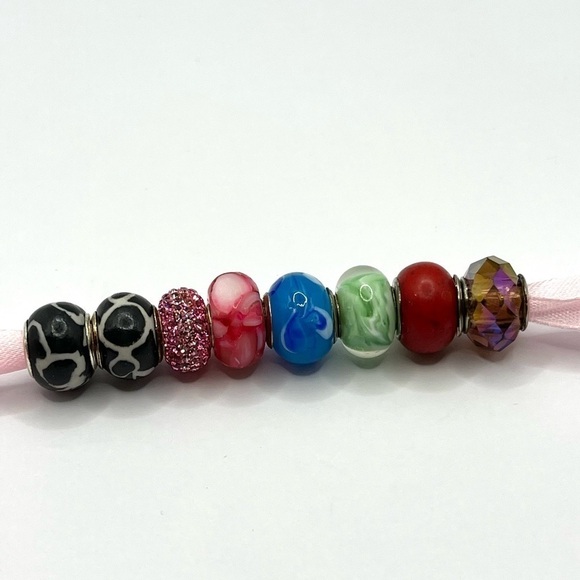 Pandora Style Glass Beads  8 total beads be added  to charm bracelet or necklace - Picture 5 of 5